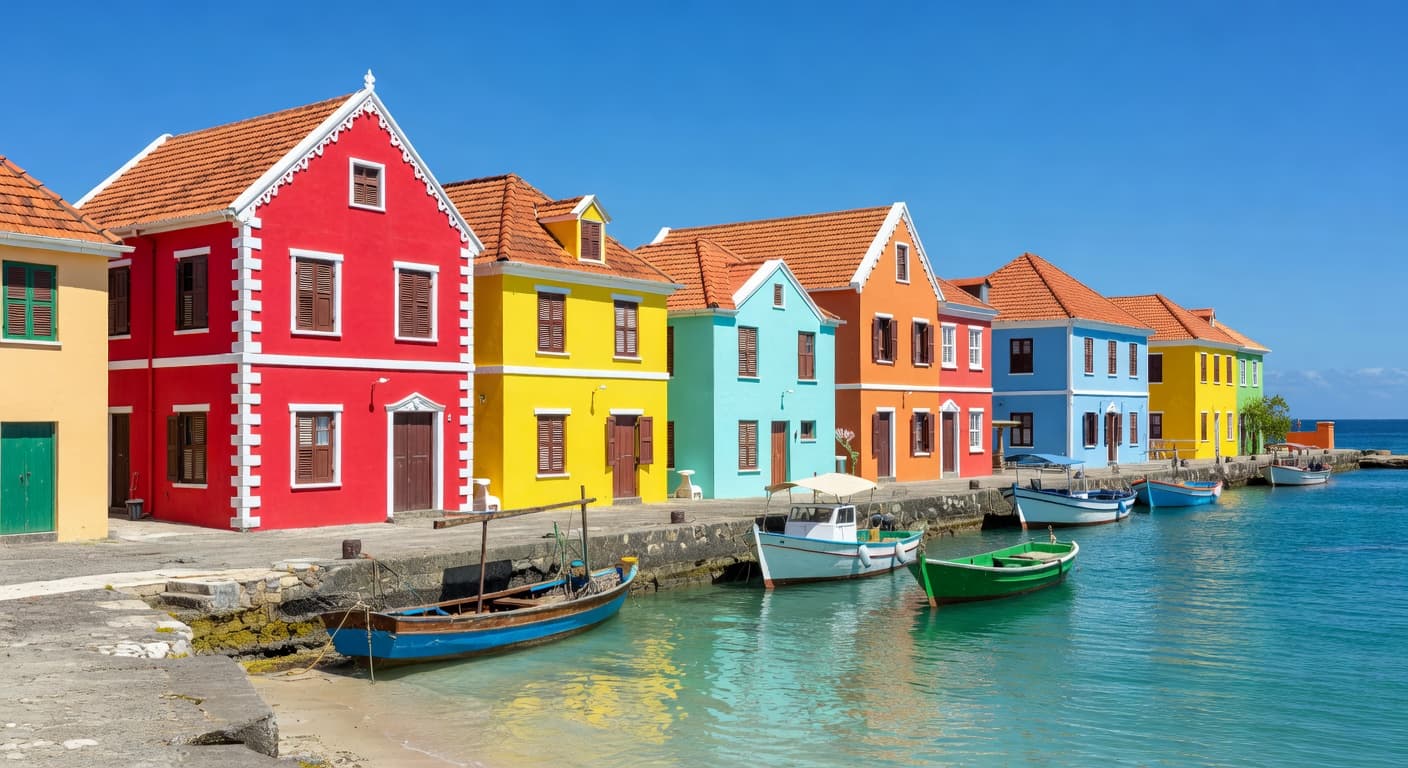 Colorful buildings along the Carenage waterfront in St. George's Grenada